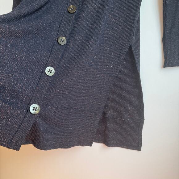 Free People We The Free Ribbed Sparkly Cardigan Duster Lightweight Long Sweater - Picture 6 of 14